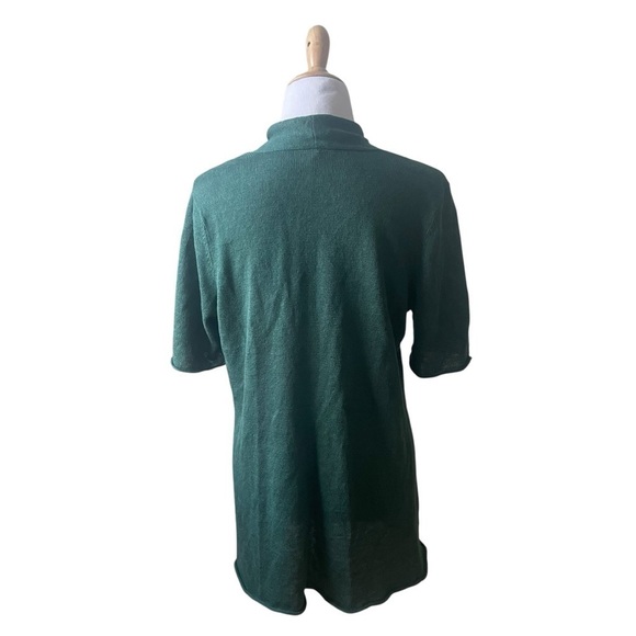 Eileen Fisher Forest Green Organic 100% Linen Short-Sleeve Cardigan Size Medium - Picture 4 of 8